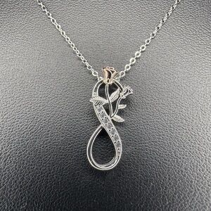 Necklace 925 Sterling Silver and Gold Accent Infinity Rose Pendant Chain